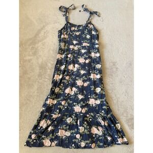 Mimi Chica Women's‎ Size Large Floral Maxi Dress Tie Strap Cottagecore Sundress